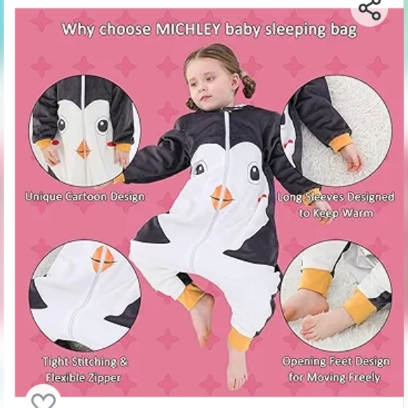 Unisex MICHLEY Baby Sleeping Bag Sack Long Sleeve with Winter Swaddle Sz L - Picture 3 of 8